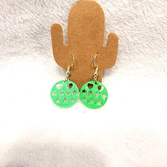 3D Print Green Christmas Earrings - Picture 1 of 1